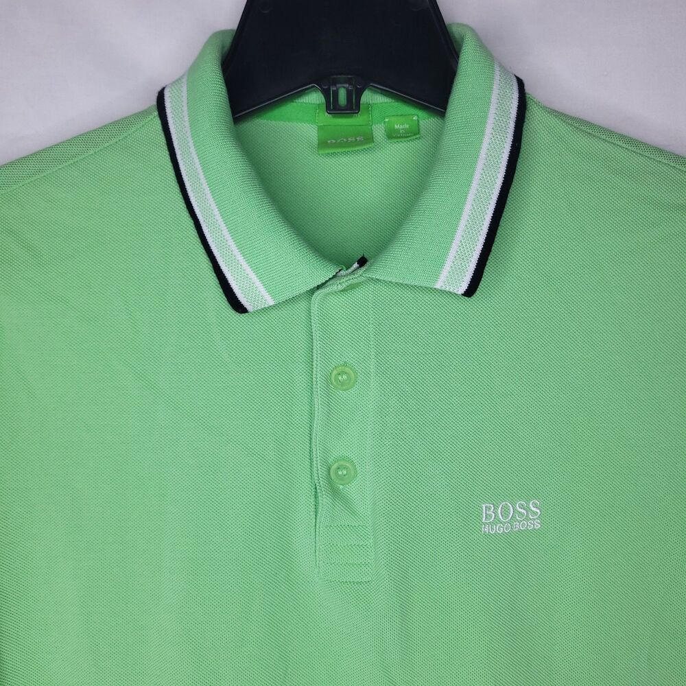 Hugo Boss Polo Shirt Mens Medium Green Short Sleeve Regular Fit